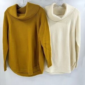 Anthropologie Goldenrod and Ivory Turtleneck Sweaters